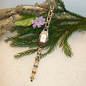 FOSSIL Watch ES-9382 Gold Silver Stainless Bracelet & Case NEW BATTERY 6" Band